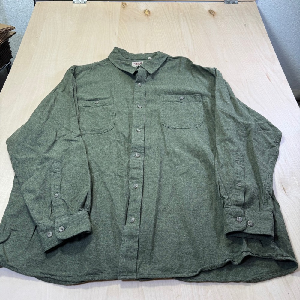 Redhead‎ Mens 3XL Flannel Shirt Long Sleeve Button Down Heathered Olive Green